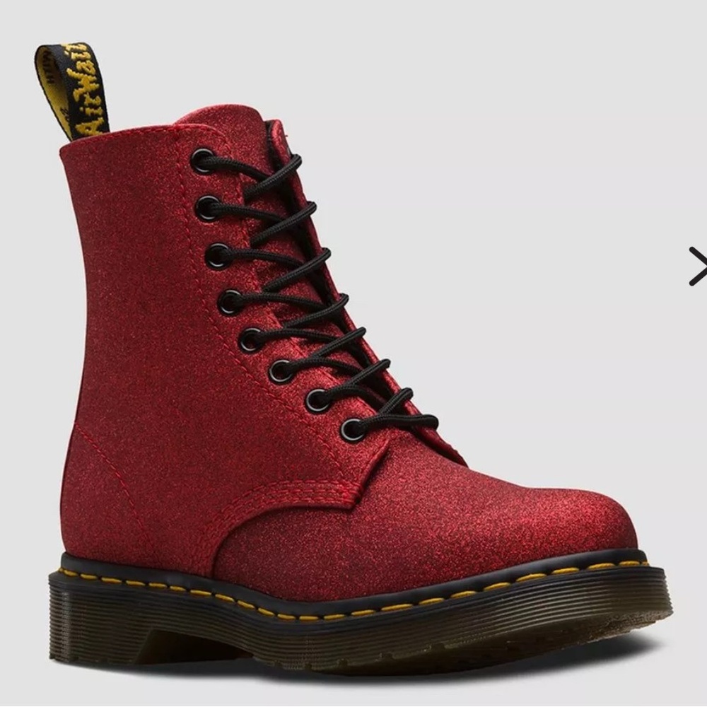 Dr. Marten 1460 Pascal Red Fine Glitter Boots